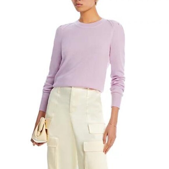Aqua Cashmere Light Purple Puff Sleeve Crewneck Sweater Size M NWT - Picture 3 of 11